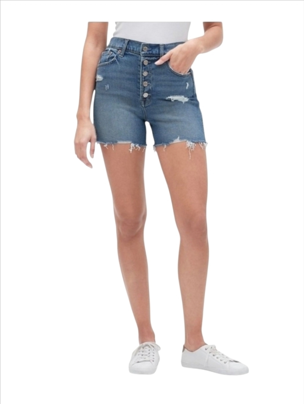 Gap 3.5" High Rise Destructed Cheeky Jean Shorts Sz 4/27